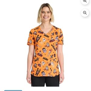 Orange Halloween Print Women's Top